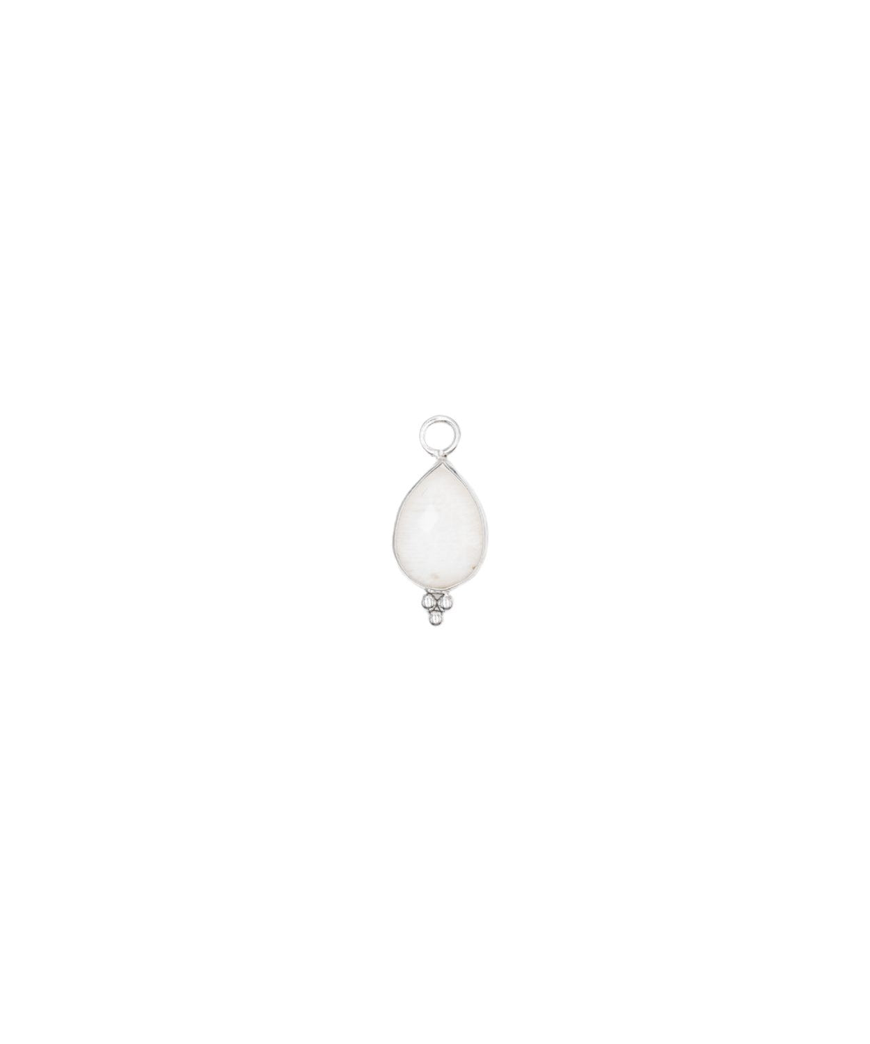 Goutte sertie en pierres fines 13.50x8mm- Rhodié