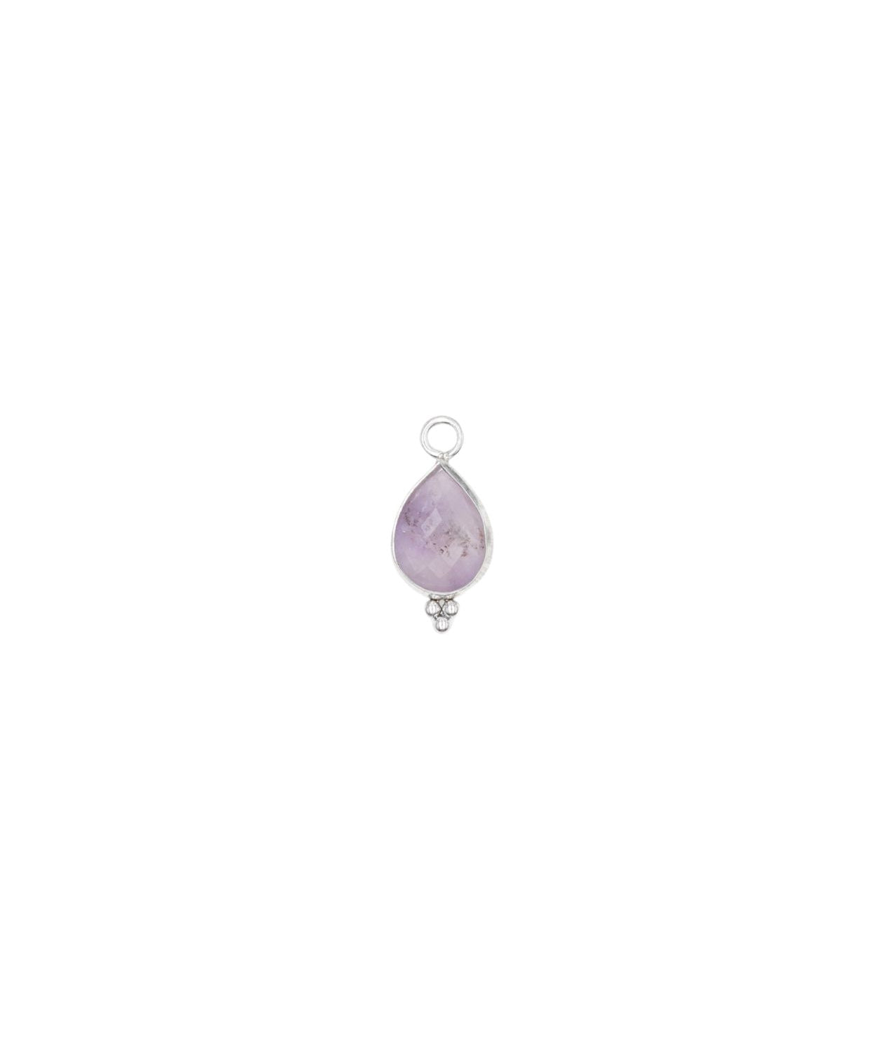 Goutte sertie en pierres fines 13.50x8mm- Rhodié