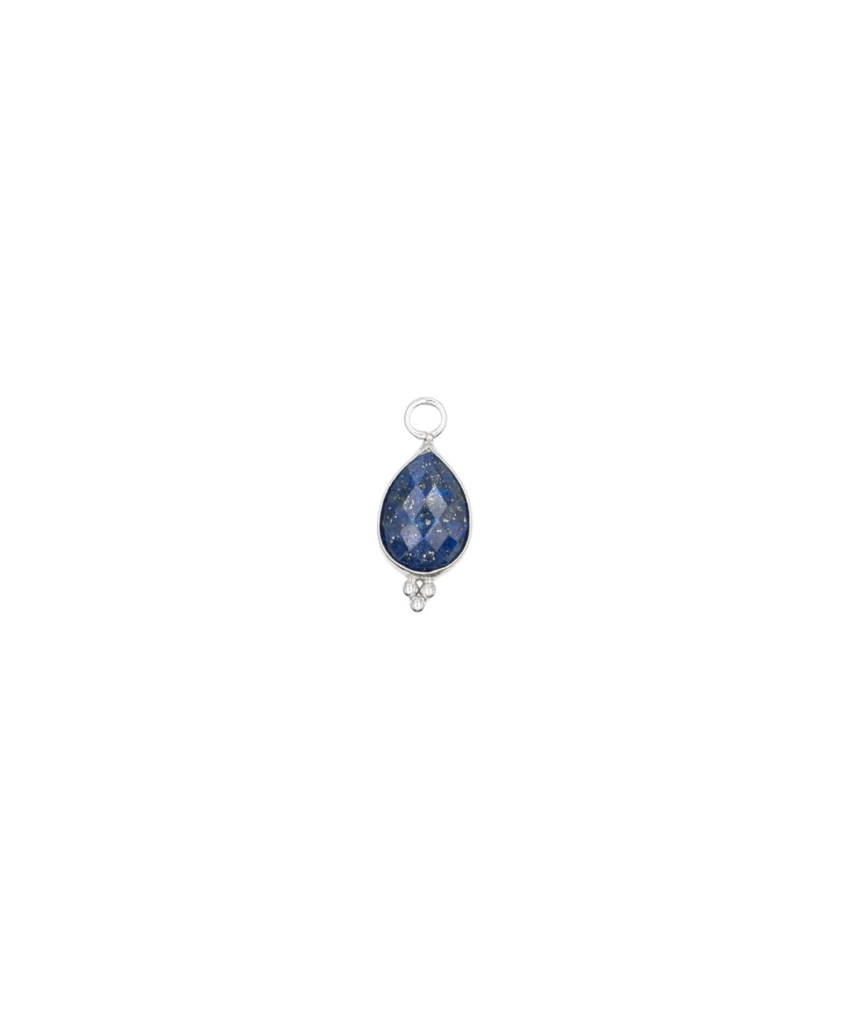 Goutte sertie en pierres fines 13.50x8mm- Rhodié