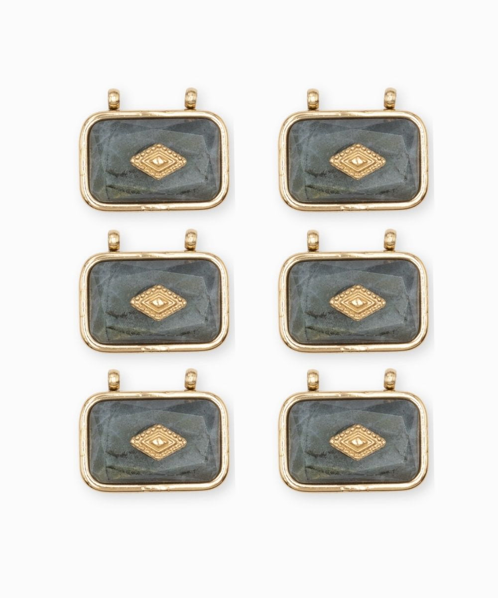 Pendentif rectangle bombée pierre fine 14x20.50mm