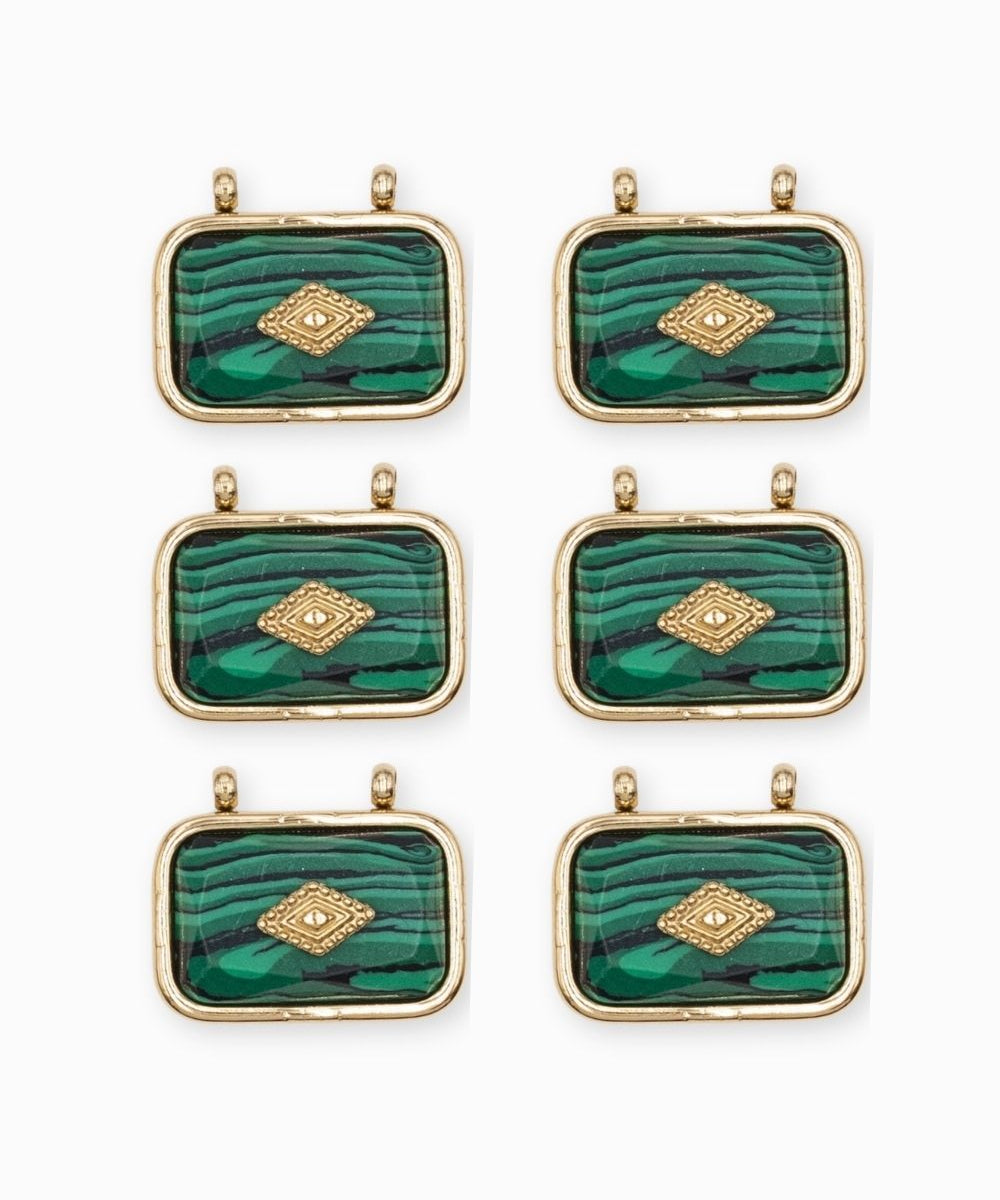 Pendentif rectangle bombée pierre fine 14x20.50mm