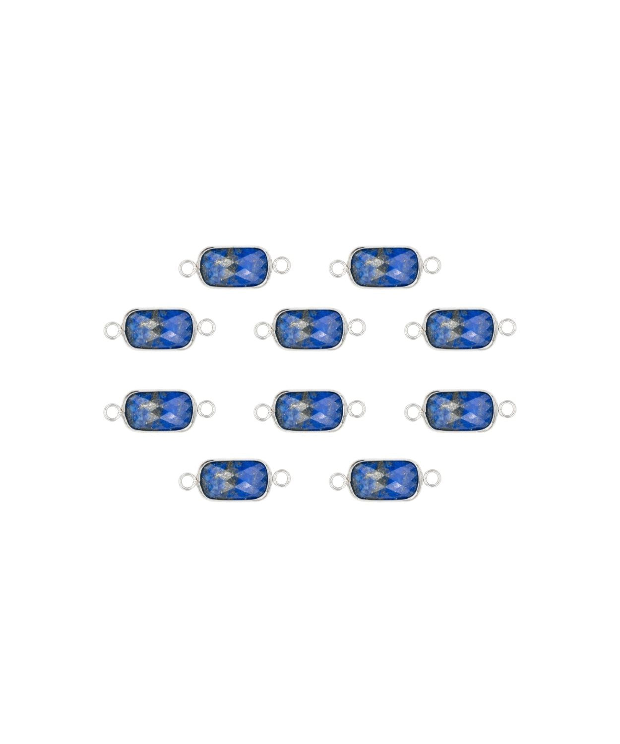 Intercalaires rectangles - Pierres fines 12x8mm rhodié