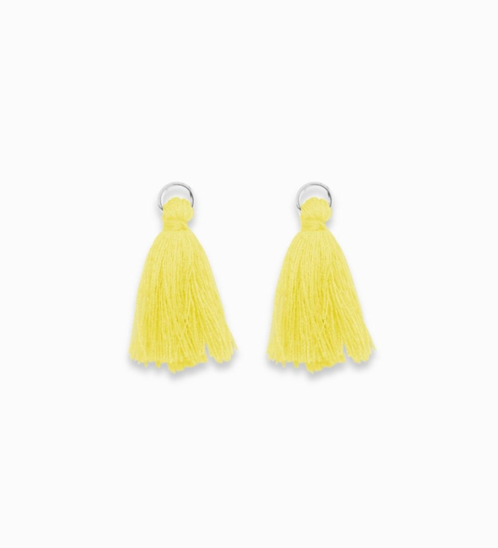 Pompons en coton & argenté 25mm - Jaune