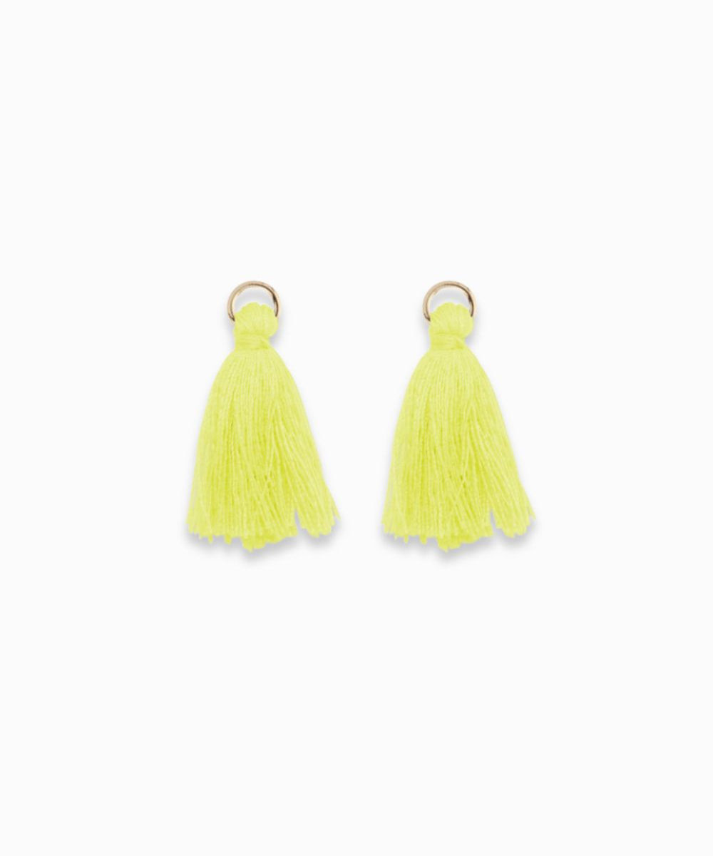 Pompons en coton & doré 25mm - Jaune