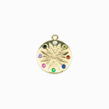 Médaille Rose des vents strass multi 15mm