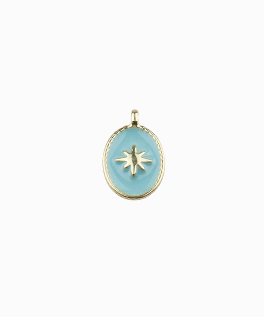 Médaille rose des vents émail doré 14x9mm