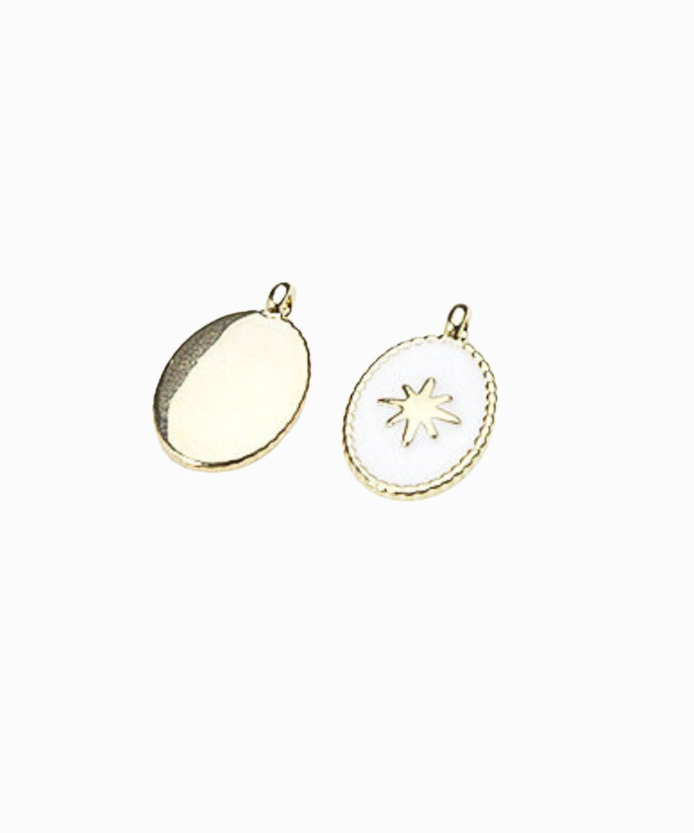 Médaille rose des vents émail doré 14x9mm
