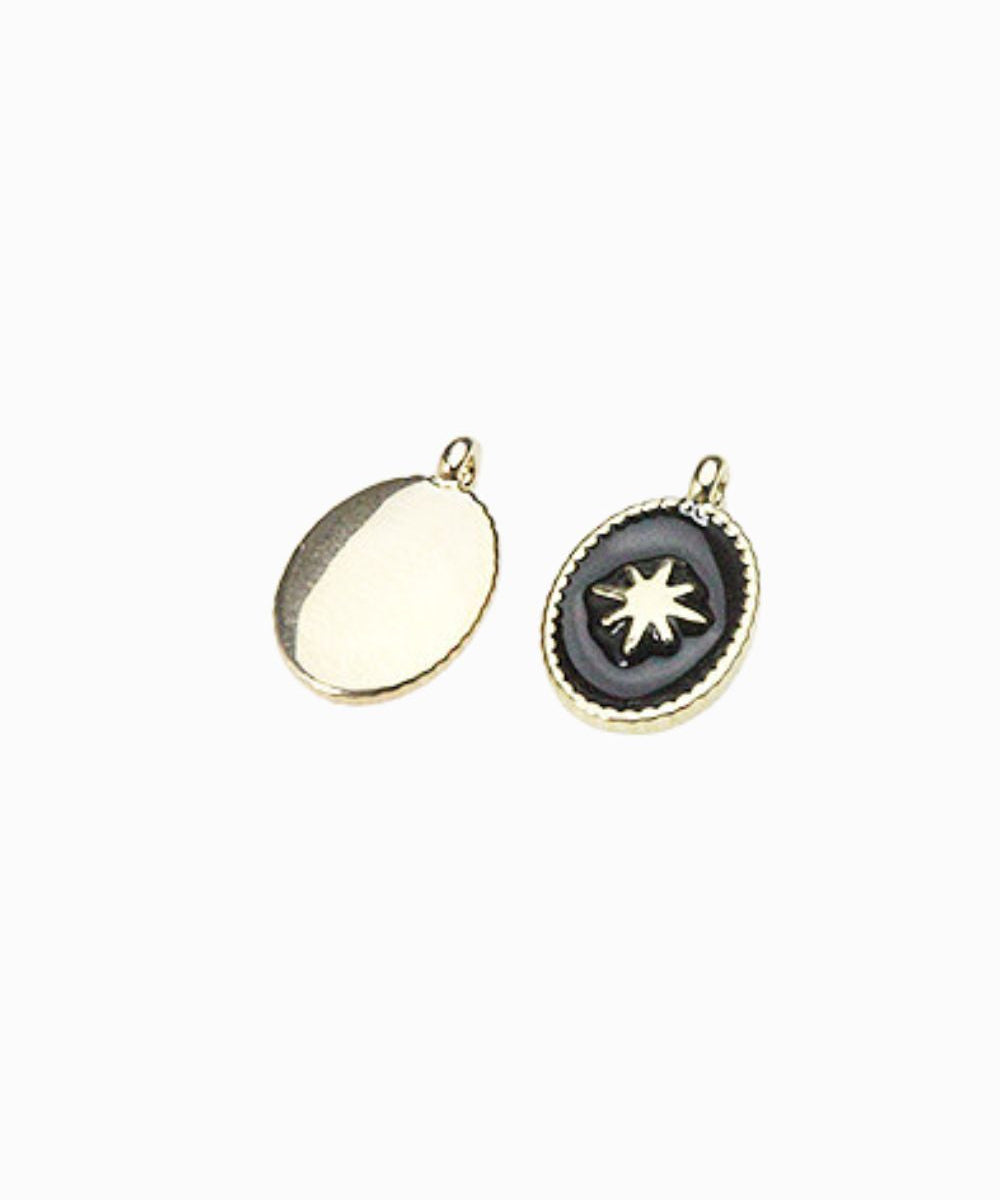 Médaille rose des vents émail doré 14x9mm