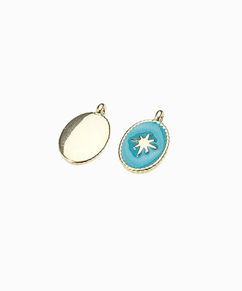 Médaille rose des vents émail doré 14x9mm
