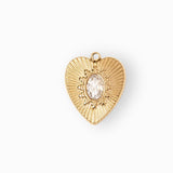 Médaille coeur à strass 16x15mm