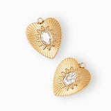 Médaille coeur à strass 16x15mm