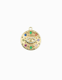 Médaille l'Oeil strass multi 15mm
