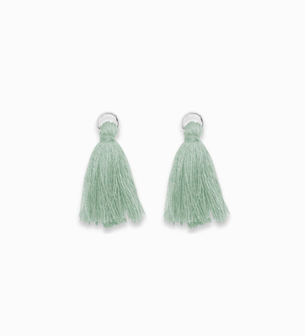 Pompons en coton & argenté 25mm - Vert