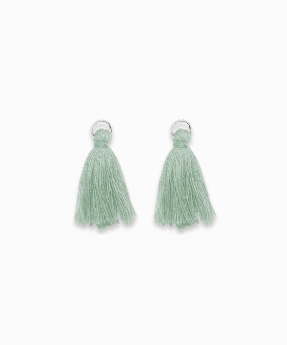 Pompons en coton & argenté 25mm - Vert