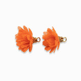 Pompons fleurs en tissu 18 mm - Jaune & Orange