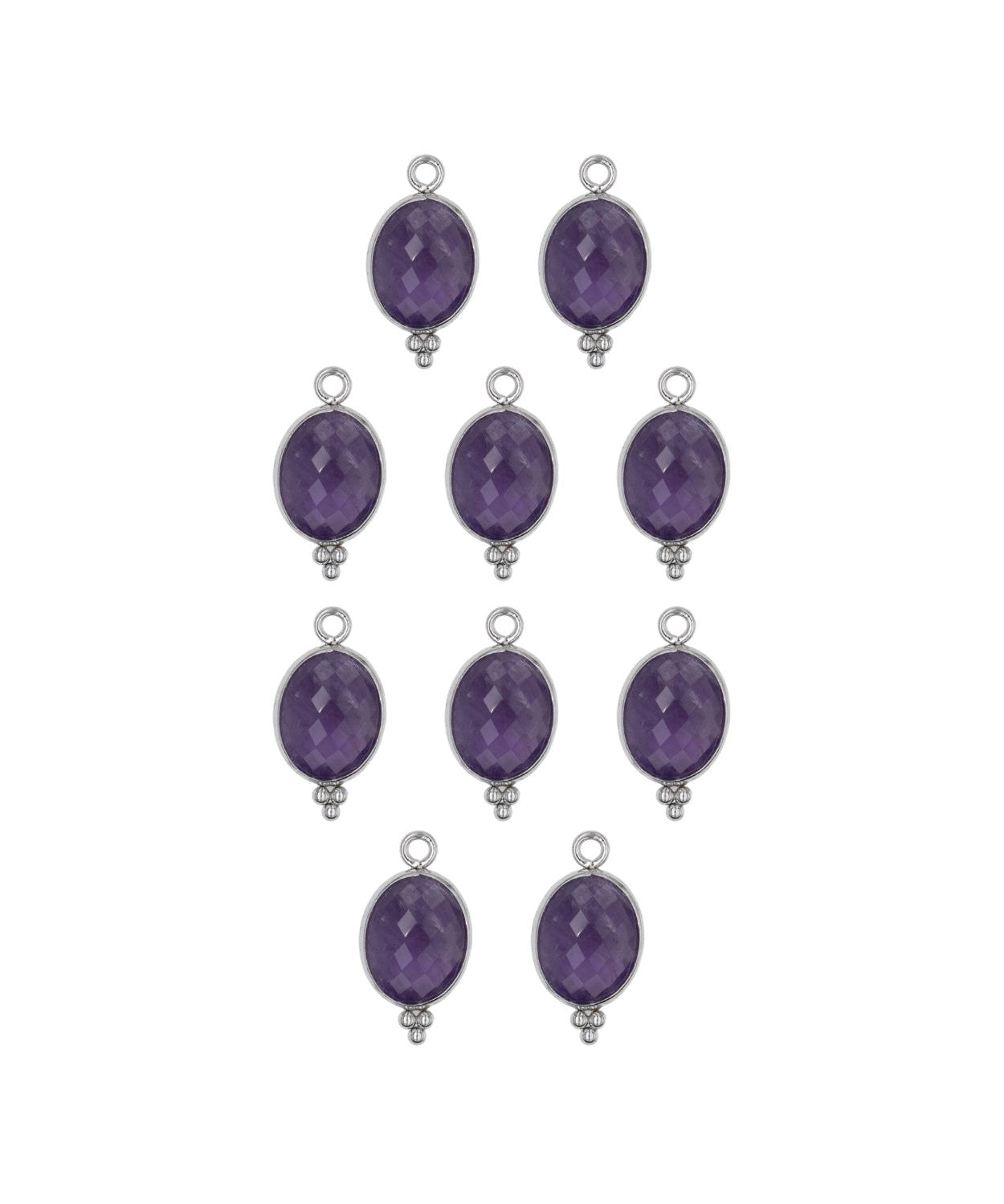 Ovale sertie en pierres fines 9x13mm - Rhodié