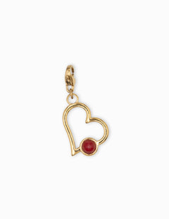 Charms coeur agate rouge 14x18mm
