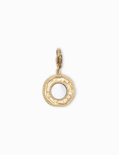 Charms ronds nacre au contour doré 15mm