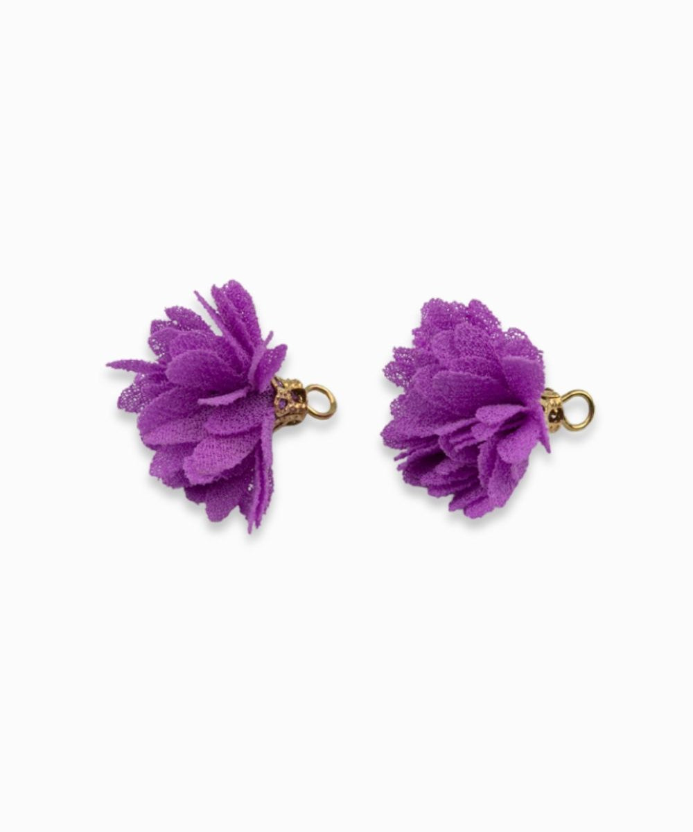 Pompons fleurs en tissu 18mm - Rose