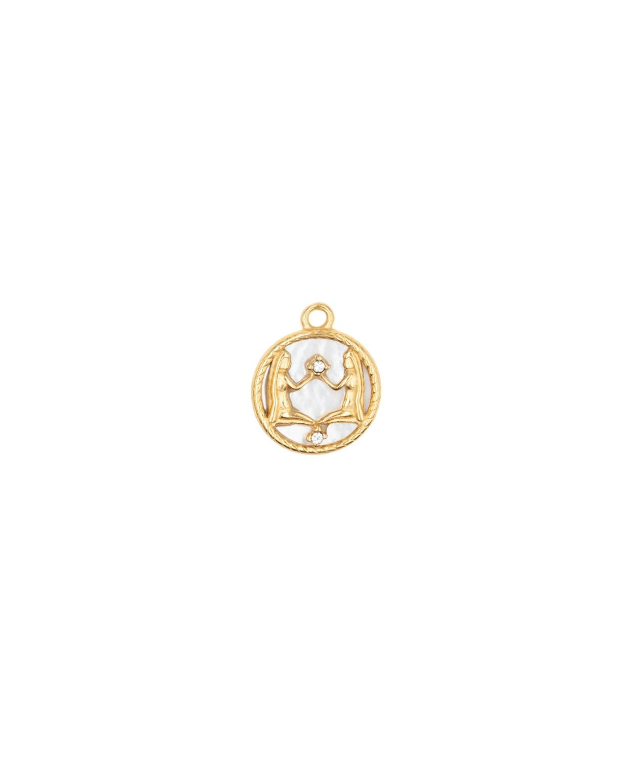 Pendentif médaille signe astro nacre 12mm - Doré