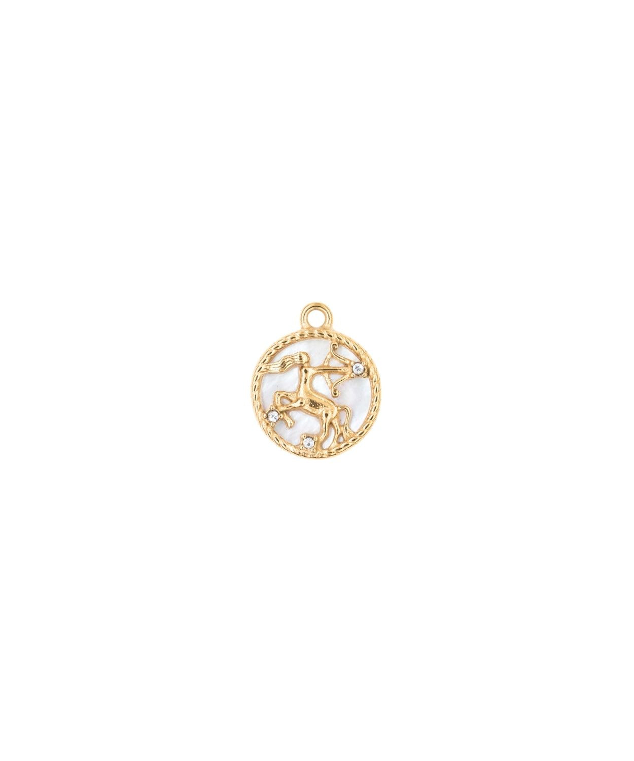 Pendentif médaille signe astro nacre 12mm - Doré