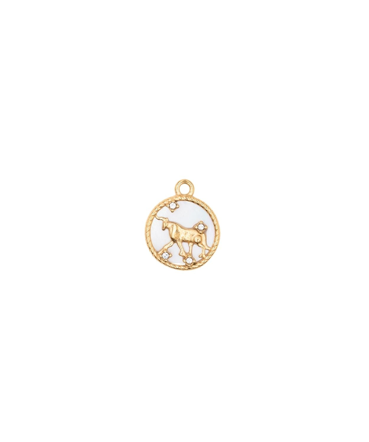 Pendentif médaille signe astro nacre 12mm - Doré