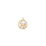 Pendentif médaille signe astro nacre 12mm - Doré