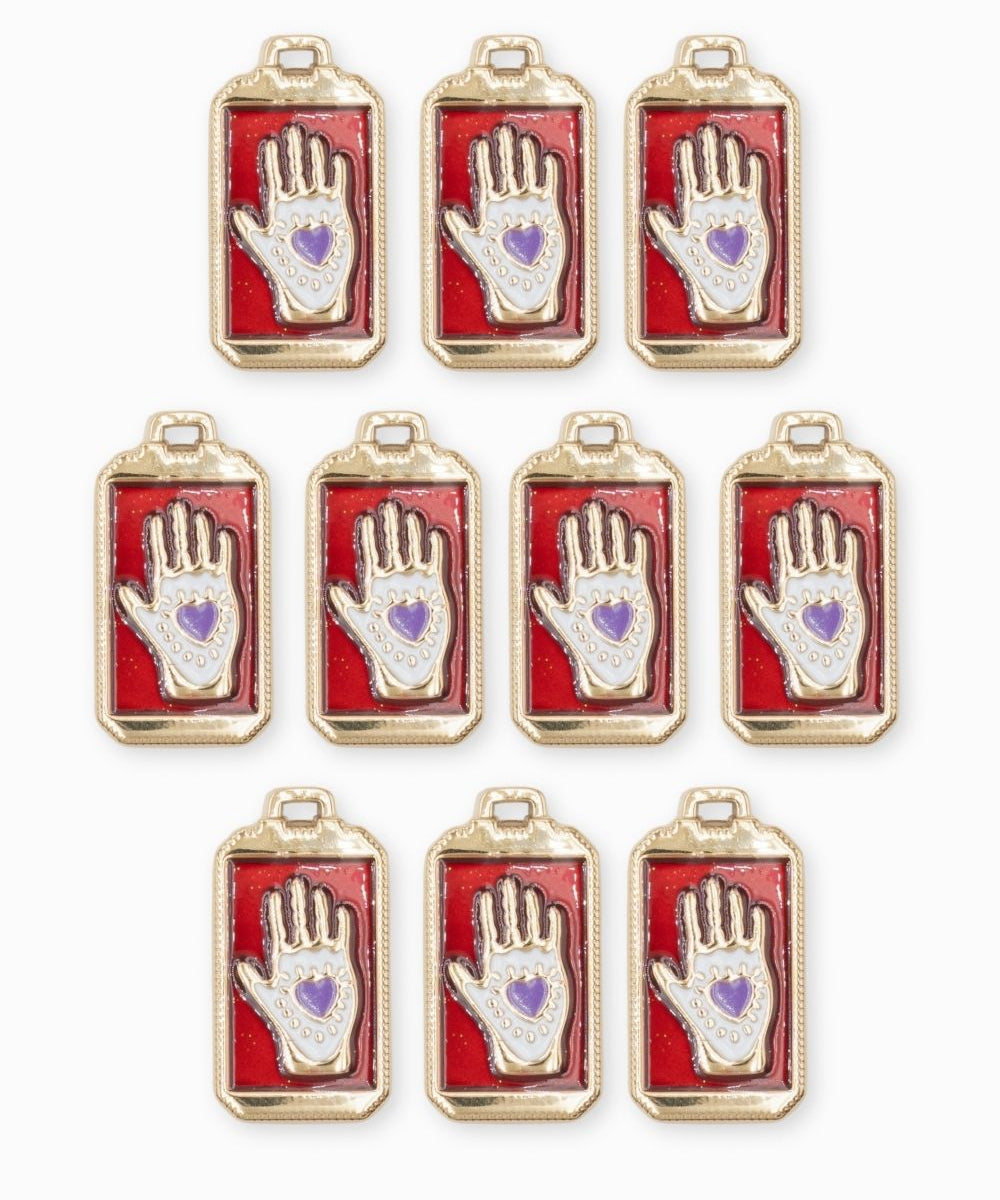 Pendentif rectangle fortune coeur 24x14.5mm - Doré