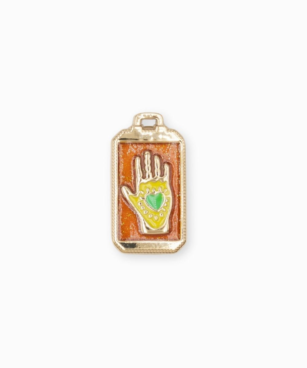 Pendentif rectangle fortune coeur 24x14.5mm - Doré