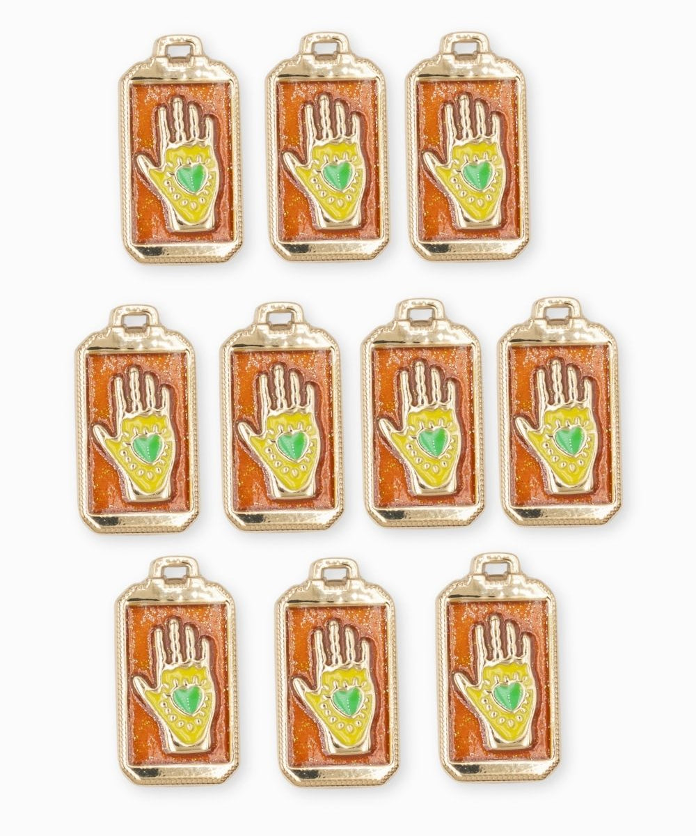 Pendentif rectangle fortune coeur 24x14.5mm - Doré
