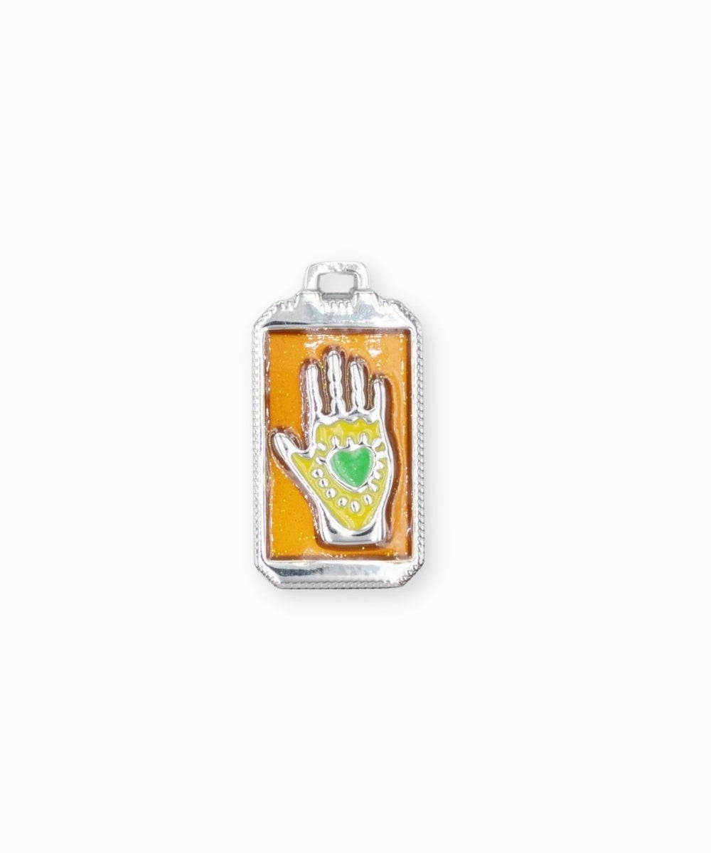 Pendentif rectangle fortune coeur 24x14.5mm - Rhodié