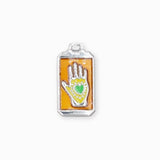 Pendentif rectangle fortune coeur 24x14.5mm - Rhodié