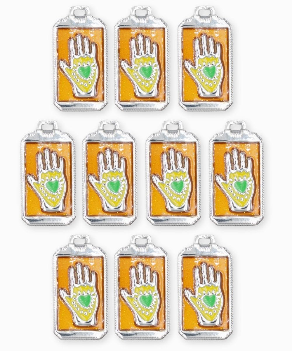 Pendentif rectangle fortune coeur 24x14.5mm - Rhodié