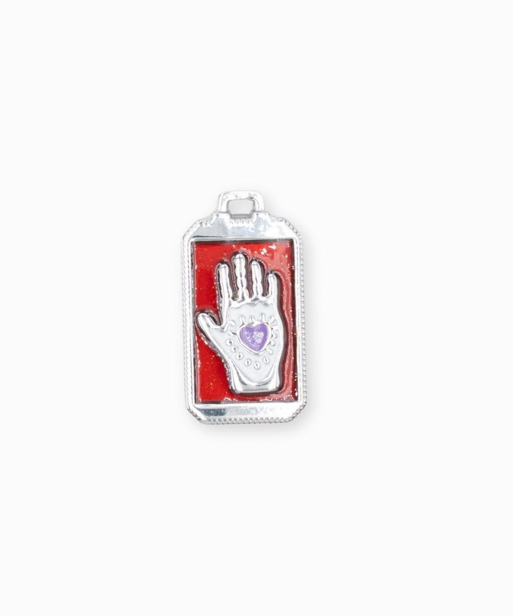 Pendentif rectangle fortune coeur 24x14.5mm - Rhodié