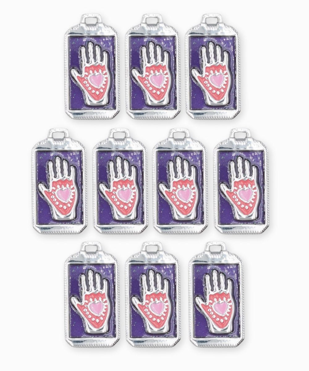 Pendentif rectangle fortune coeur 24x14.5mm - Rhodié