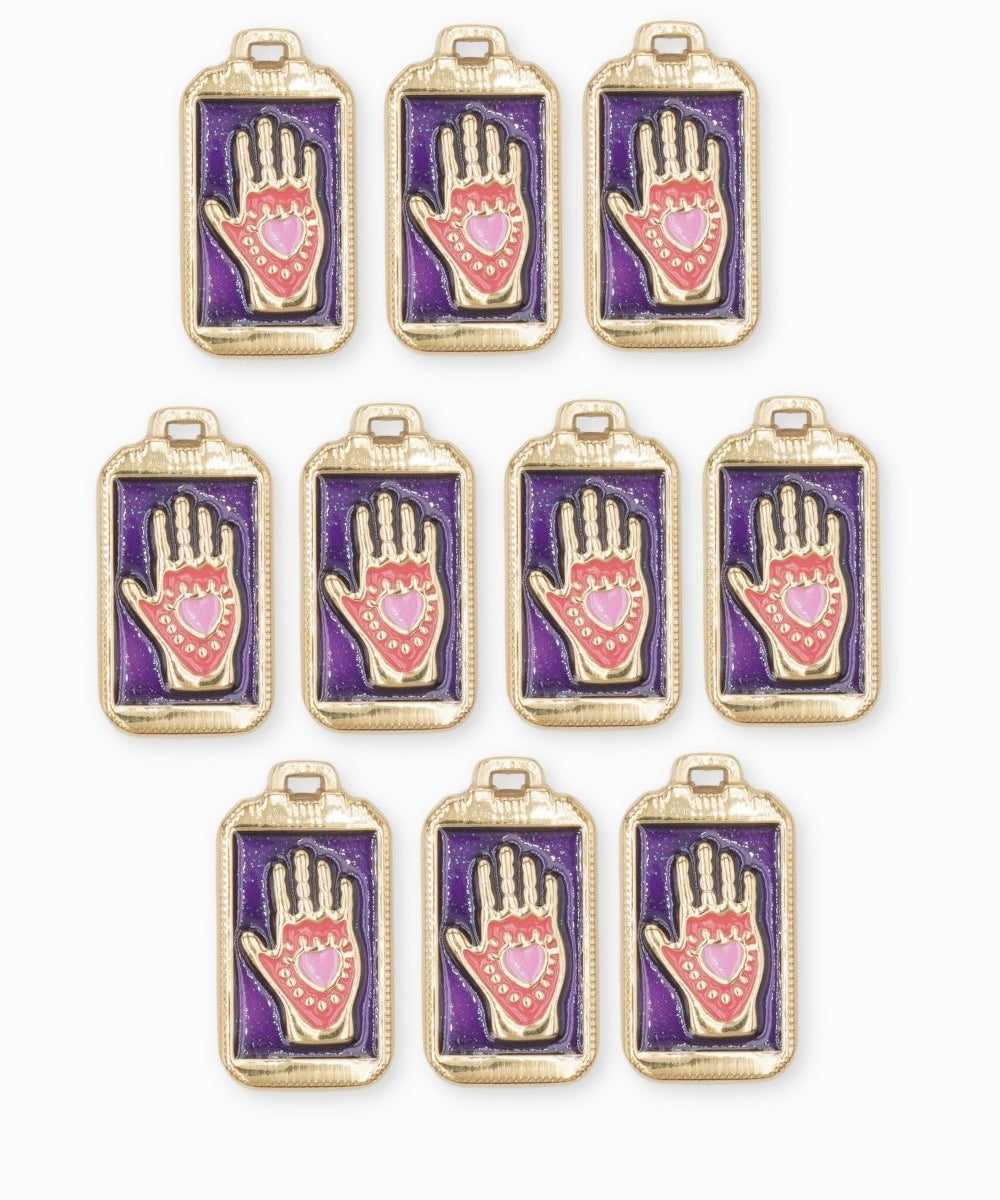 Pendentif rectangle fortune coeur 24x14.5mm - Doré
