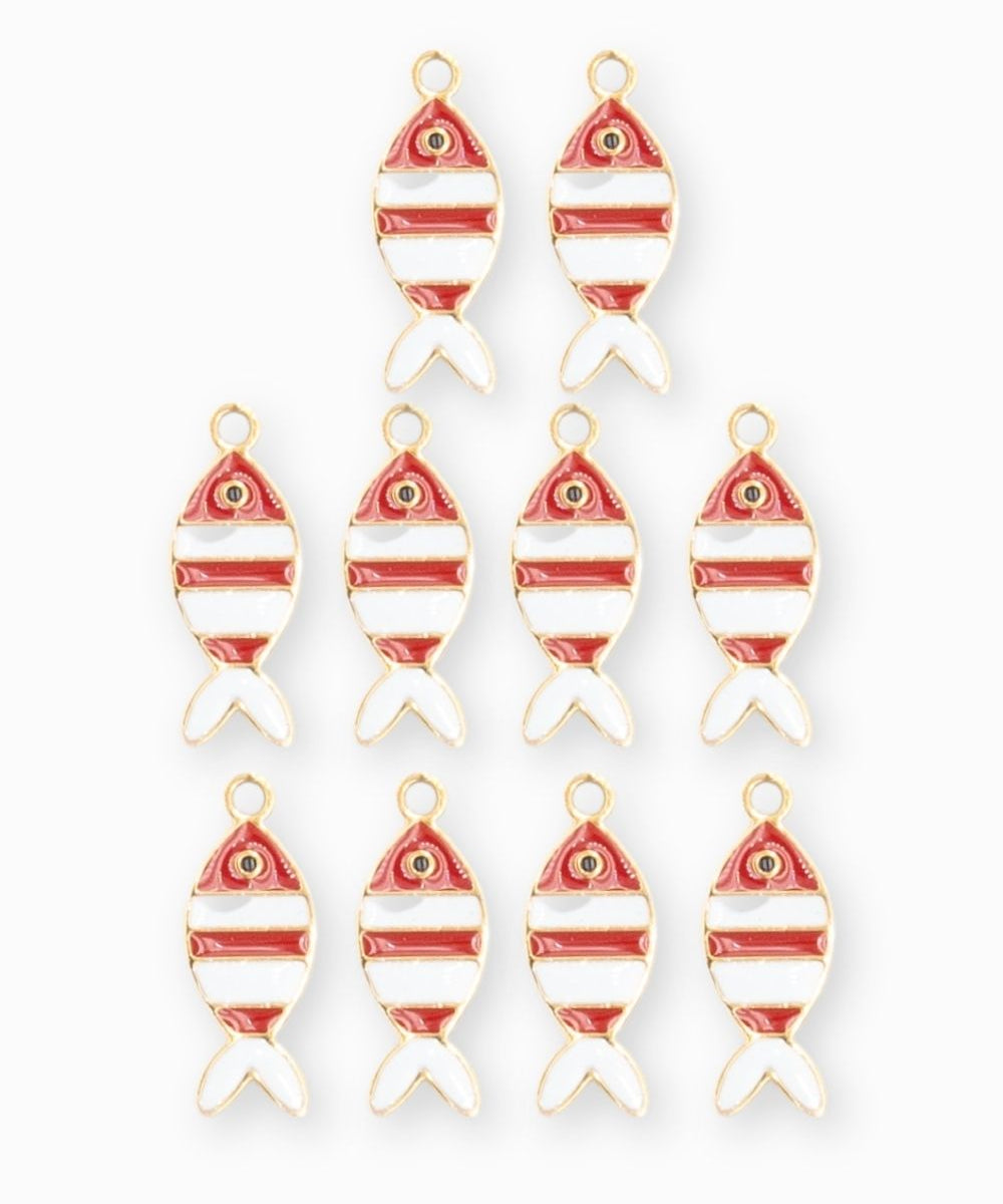 Pendentif poisson rayé 12x5.5mm