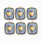 Pendentif médaille coeur pailleté 17x15mm