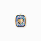 Pendentif médaille coeur pailleté 17x15mm