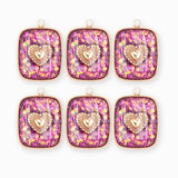Pendentif médaille coeur pailleté 17x15mm