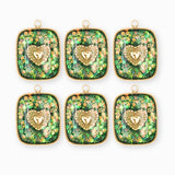 Pendentif médaille coeur pailleté 17x15mm