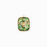Pendentif médaille coeur pailleté 17x15mm