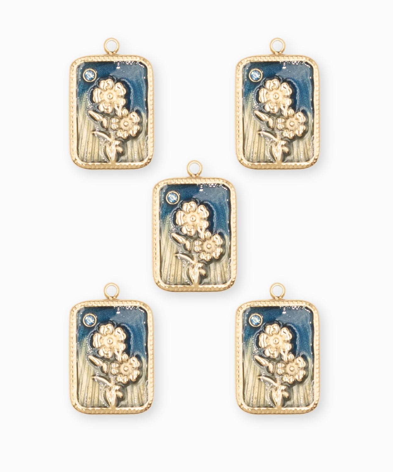 Pendentif médaille myosotis 17x13mm - Doré
