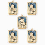 Pendentif médaille myosotis 17x13mm - Doré