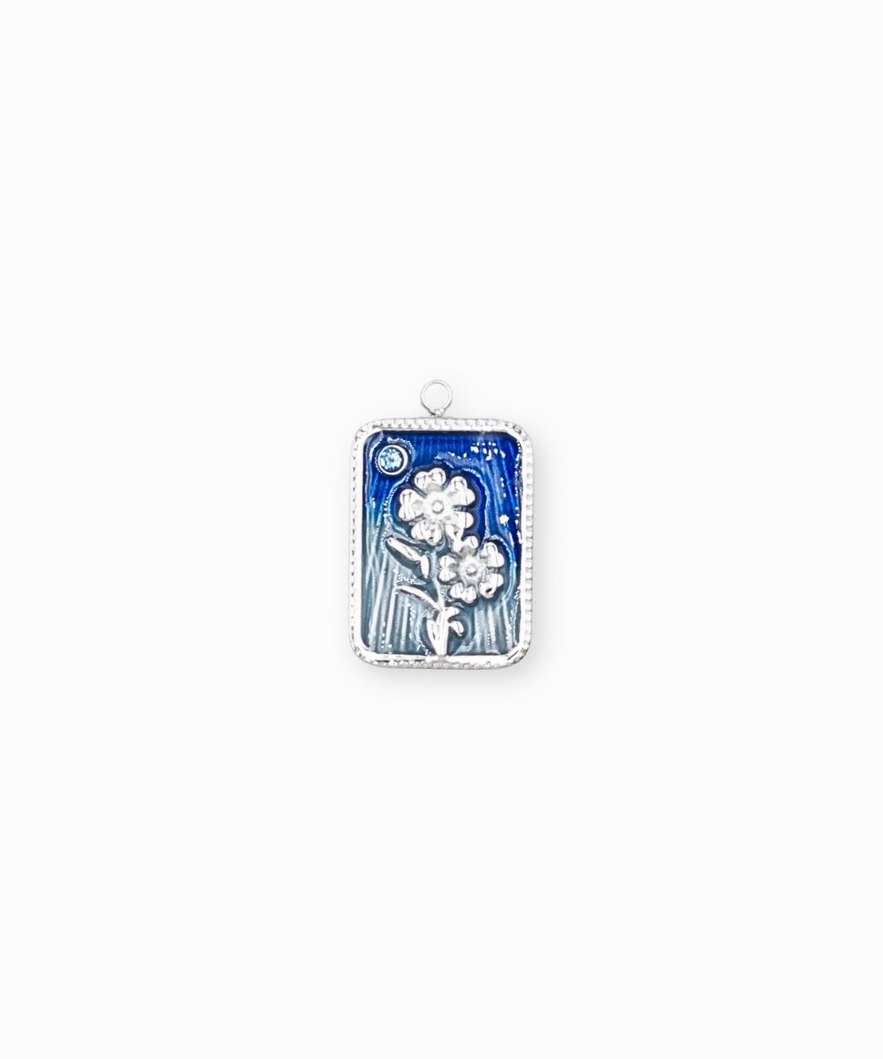 Pendentif médaille myosotis 17x13mm - Argenté
