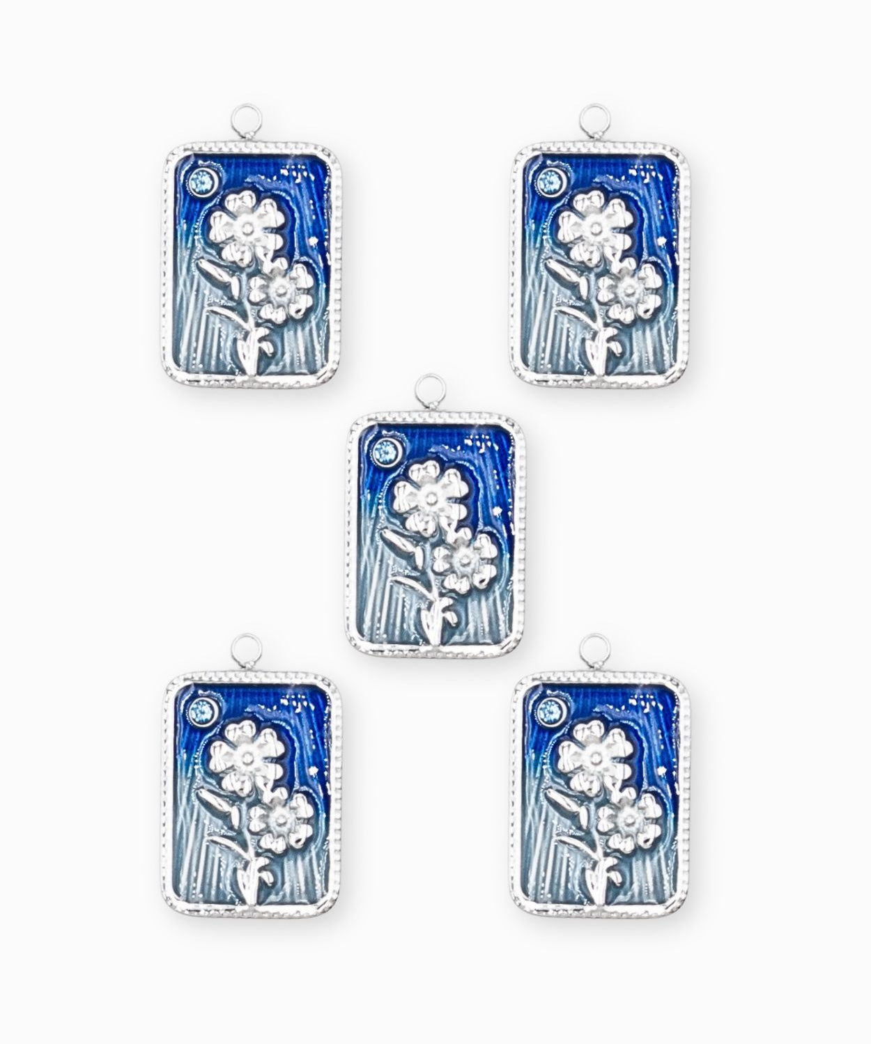 Pendentif médaille myosotis 17x13mm - Argenté