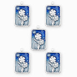 Pendentif médaille myosotis 17x13mm - Argenté