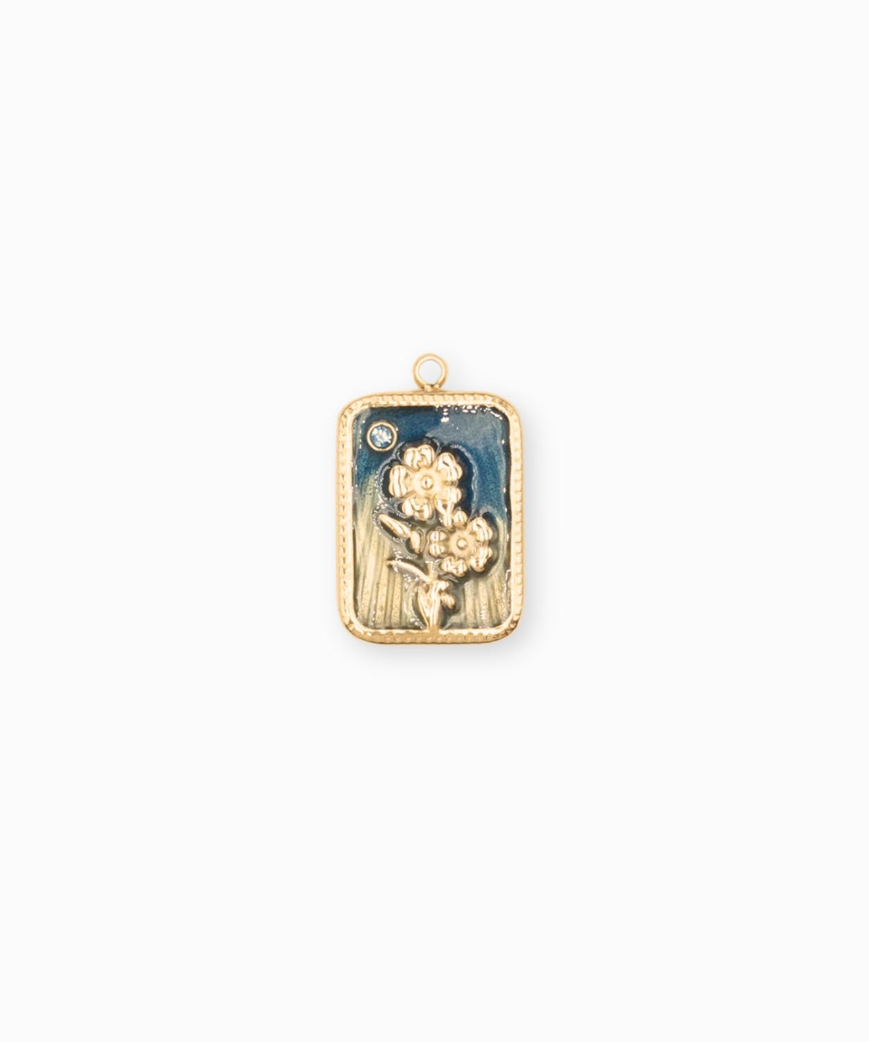 Pendentif médaille myosotis 17x13mm - Doré