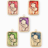 Pendentif médaille myosotis 17x13mm - Doré - Lot mélangé