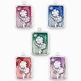 Pendentif médaille myosotis 17x13mm - Argenté - Lot mélangé